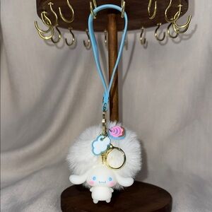 Cinnamoroll White and Blue Keychain with Pom Pom